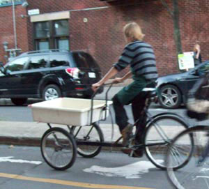 Grocery delivery trike in Montreal