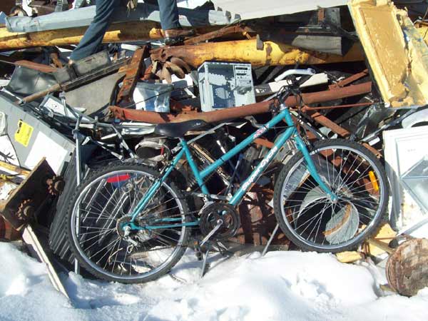 A bike saved from the crusher at a scrapyard